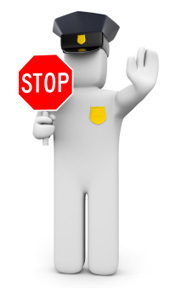 Pass is forbidden. The Policeman forbids